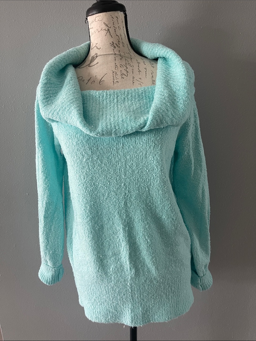 Lilly Pulitzer Aqua Bouclé Cowl Neck Sweater